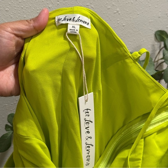 For Love And Lemons NWT XL Green Floral Lorlai Ruched Mini Dress Party Cocktail - Picture 4 of 9